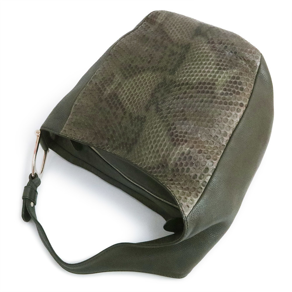 Gucci Bag Exotic Khaki Leather Python Greenwich S… - image 6